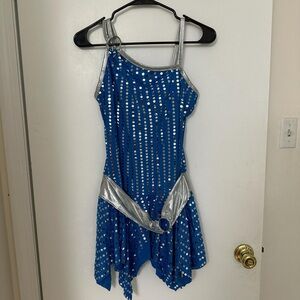 Capezio Sparkling Blue and Silver Dance Dress